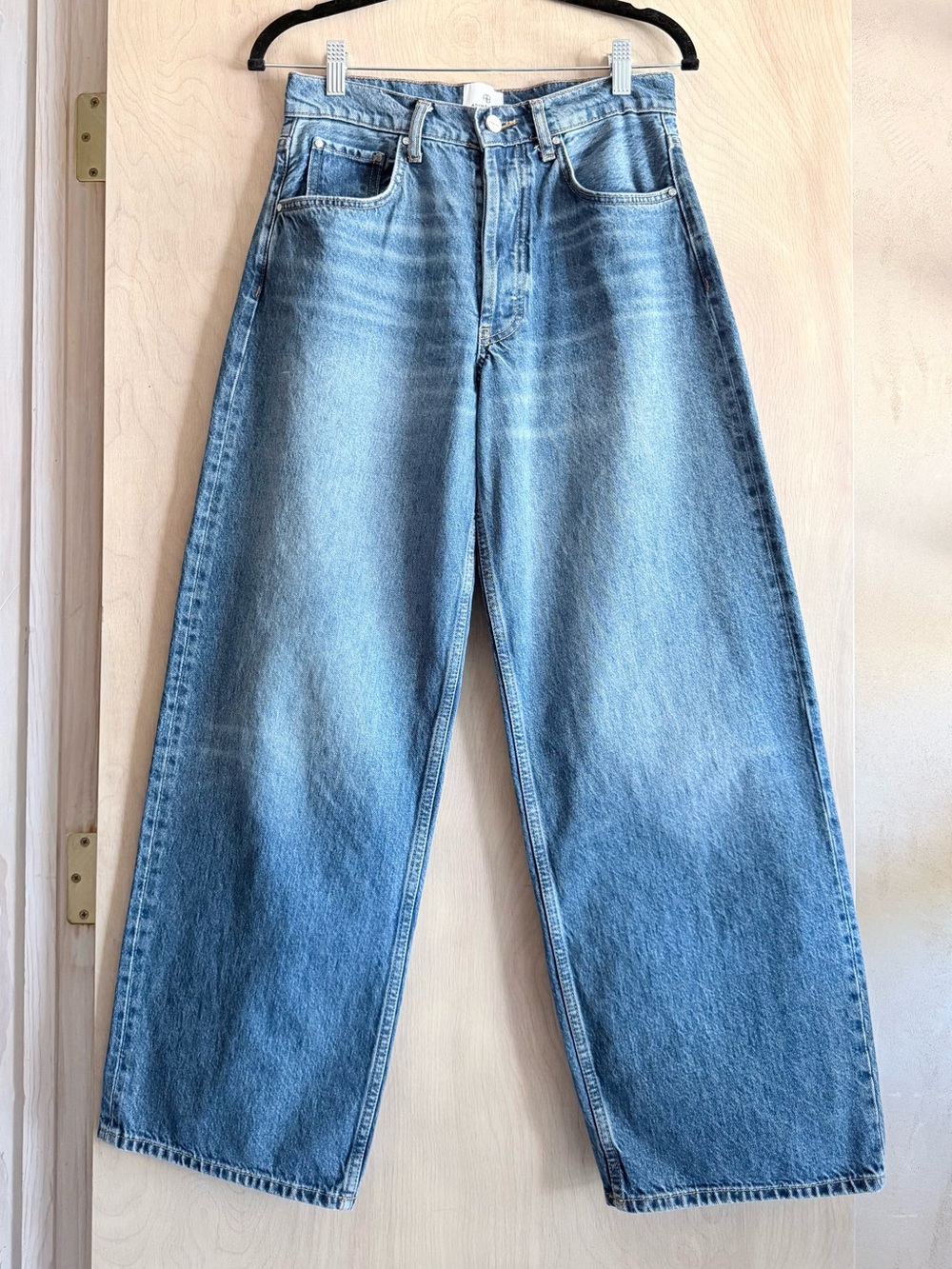 ANINE BING Manon Jeans Women’s 25 Mazarine Blue High Rise Baggy Wide Leg Denim